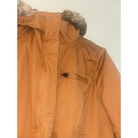 H&M Divided Orange Faux Fur Pile-lined Parka Womens Sz Sm Fisherman Outdoor Gorp - Picture 3 of 7